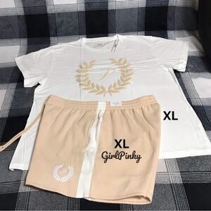 victoria secret PINK shorts OUTFIT & CAMPUS TEE IN CANVAS/WHITE